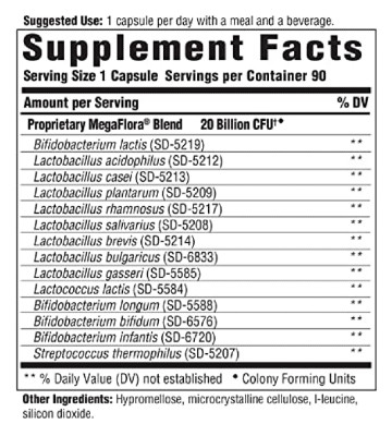 MegaFlora supplement facts