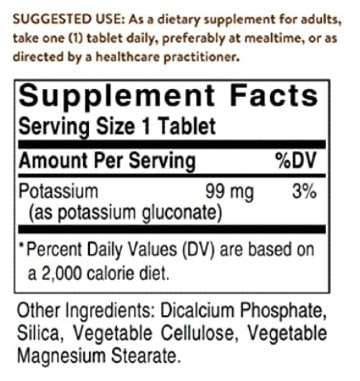 Solgar Potassium supplement facts